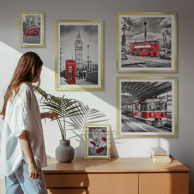 Pared galería de arte Motivos londinenses con acentos