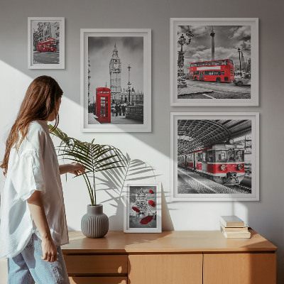 Pared galería de arte Motivos londinenses con acentos