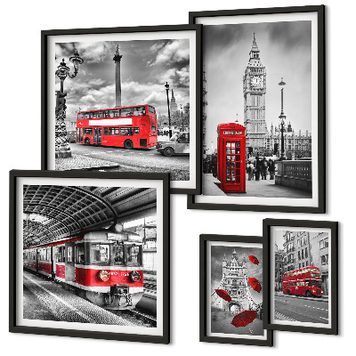 Pared galería de arte Motivos londinenses con acentos