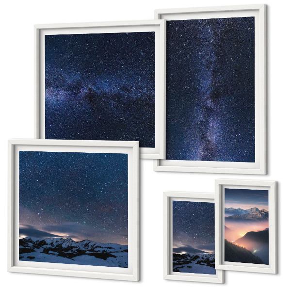 Conjunto de cuadros decorativos Paisajes celestes cósmicos