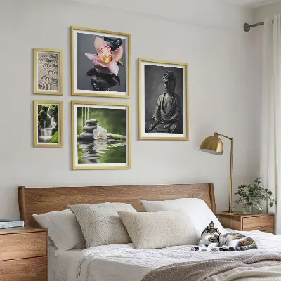 Set de 5 cuadros para salón con diseño de relajante atmósfera zen de la naturaleza