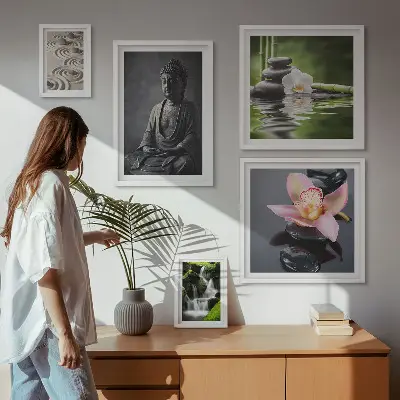 Set de 5 cuadros para salón con diseño de relajante atmósfera zen de la naturaleza