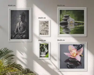 Set de 5 cuadros para salón con diseño de relajante atmósfera zen de la naturaleza