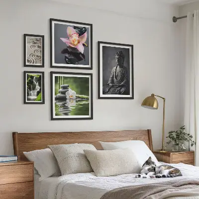 Set de 5 cuadros para salón con diseño de relajante atmósfera zen de la naturaleza