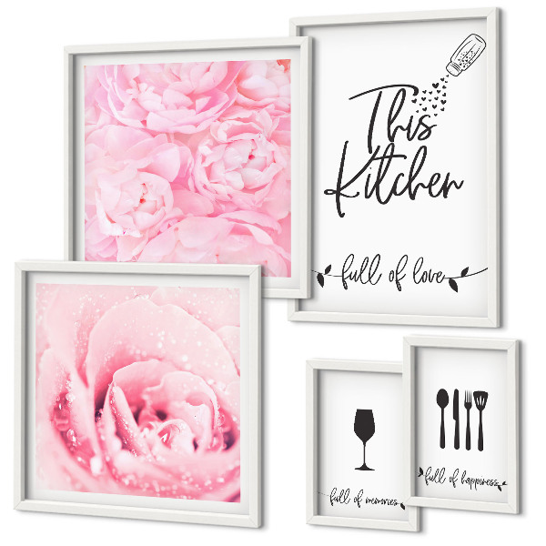 Conjunto de cuadros decorativos Accesorios de rosas para la cocina