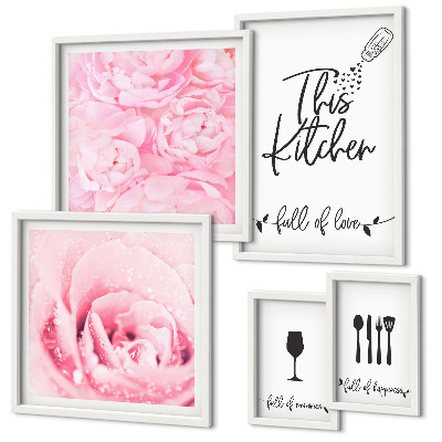 Conjunto de cuadros decorativos Accesorios de rosas para la cocina