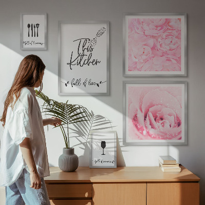 Conjunto de cuadros decorativos Accesorios de rosas para la cocina