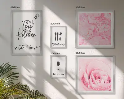 Conjunto de cuadros decorativos con motivos de rosas para la cocina