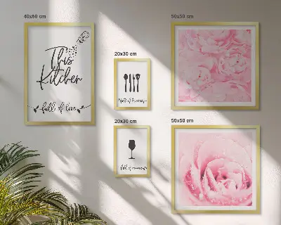 Conjunto de cuadros decorativos con motivos de rosas para la cocina