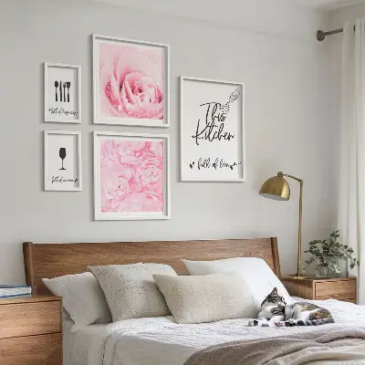 Conjunto de cuadros decorativos con motivos de rosas para la cocina