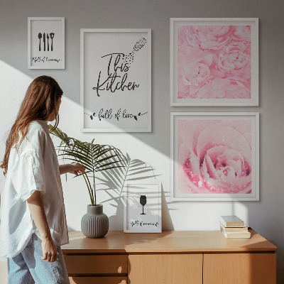 Conjunto de cuadros decorativos Accesorios de rosas para la cocina