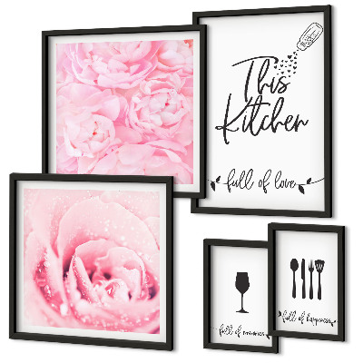Conjunto de cuadros decorativos Accesorios de rosas para la cocina
