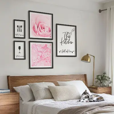 Conjunto de cuadros decorativos con motivos de rosas para la cocina