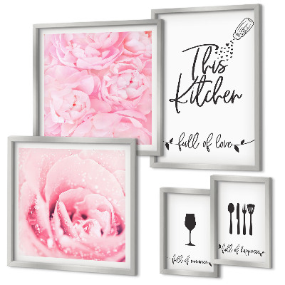 Conjunto de cuadros decorativos Accesorios de rosas para la cocina