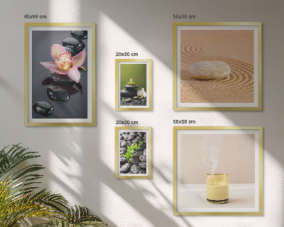 Set de 5 cuadros para salón Piedras zen para la relajación, orquídeas