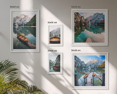 Pared galería de arte Lagos tranquilos, barcos de madera