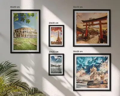Conjunto de cuadros decorativos con iconos de la arquitectura mundial
