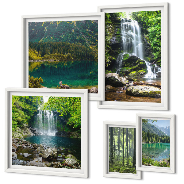 Conjunto de cuadros decorativos Cascadas, paisajes forestales, naturaleza