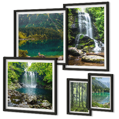 Conjunto de cuadros decorativos Cascadas, paisajes forestales, naturaleza