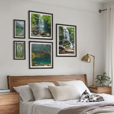 Conjunto de cuadros decorativos Cascadas, paisajes forestales, naturaleza