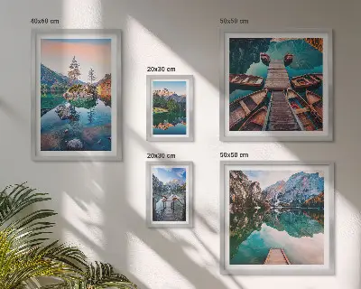 Set de 5 cuadros para salón con diseño de paisaje pintoresco de lagos de montaña