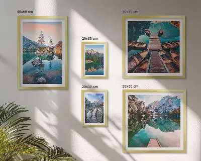 Set de 5 cuadros para salón con diseño de paisaje pintoresco de lagos de montaña