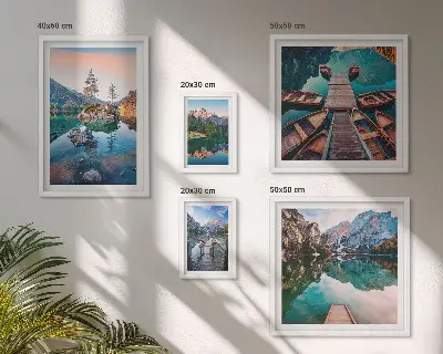 Set de 5 cuadros para salón con diseño de paisaje pintoresco de lagos de montaña