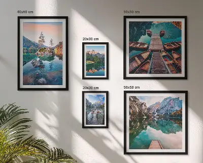 Set de 5 cuadros para salón con diseño de paisaje pintoresco de lagos de montaña
