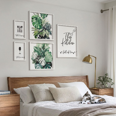 Pared galería de arte eslóganes positivos sobre plantas de cocina
