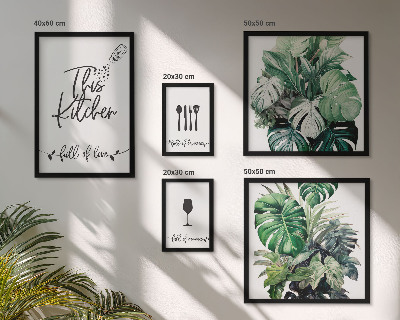 Pared galería de arte eslóganes positivos sobre plantas de cocina