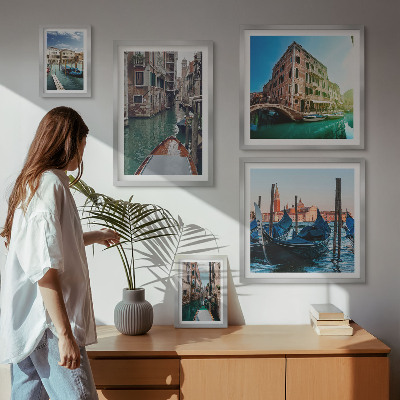 Set de 5 cuadros para salón El encanto de las góndolas y los canales de Venecia