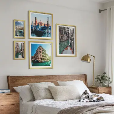 Set de 5 cuadros para salón con el encanto de las góndolas y los canales de Venecia