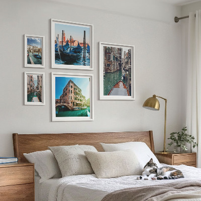 Set de 5 cuadros para salón El encanto de las góndolas y los canales de Venecia