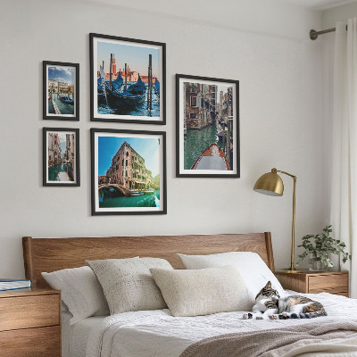 Set de 5 cuadros para salón El encanto de las góndolas y los canales de Venecia
