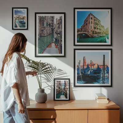 Set de 5 cuadros para salón El encanto de las góndolas y los canales de Venecia