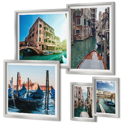 Set de 5 cuadros para salón El encanto de las góndolas y los canales de Venecia