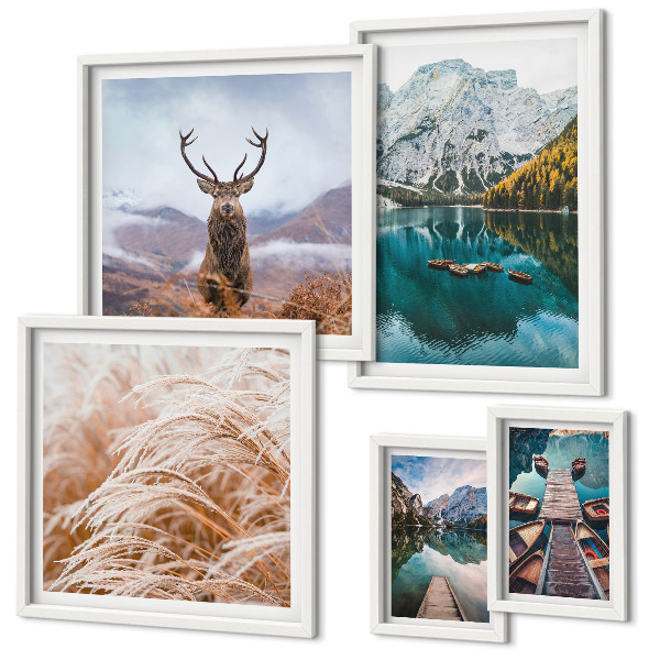 Conjunto de cuadros decorativos Paisajes de montaña y la belleza de la naturaleza.