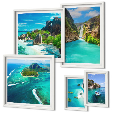 Pared galería de arte Cascadas y playas tropicales