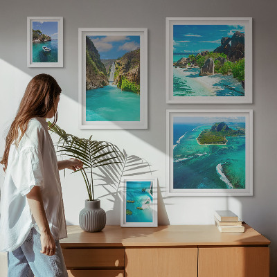 Pared galería de arte Cascadas y playas tropicales