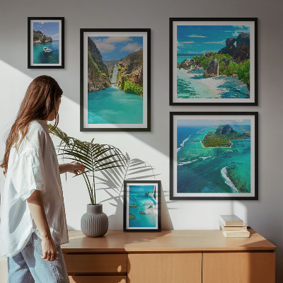 Pared galería de arte Cascadas y playas tropicales