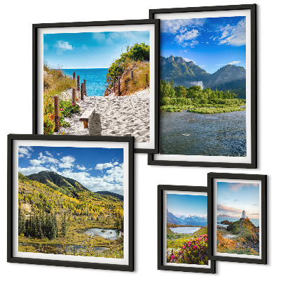 Conjunto de cuadros decorativos Paisajes de montañas y playas