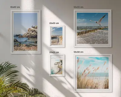 Set de 5 cuadros para salón con diseño de paisajes de playas costeras