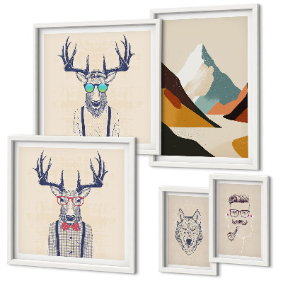 Pared galería de arte Retratos de animales con estilo