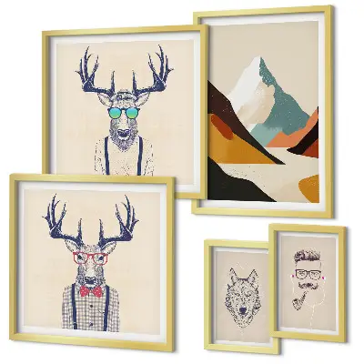 Galería de pared con retratos de animales de estilo artístico