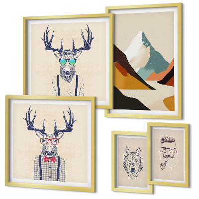Pared galería de arte Retratos de animales con estilo