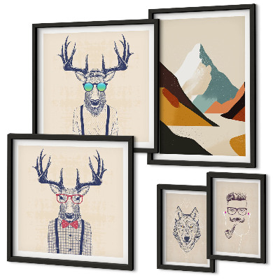 Pared galería de arte Retratos de animales con estilo