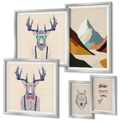 Pared galería de arte Retratos de animales con estilo