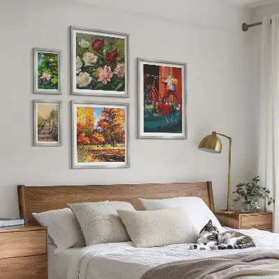 Conjunto de cuadros decorativos con diseño de bicicletas con flores