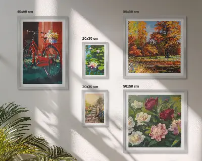 Conjunto de cuadros decorativos con diseño de bicicletas con flores