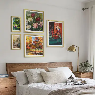 Conjunto de cuadros decorativos con diseño de bicicletas con flores